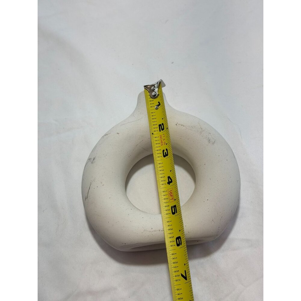 Modern White Ceramic Donut Vase For Minimalist Home Decor 6" Tall By 5" Wide